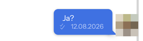 Eigene Nachricht im Chat mit Datum und dem Doppelhaken-Symbol vor dem Datum