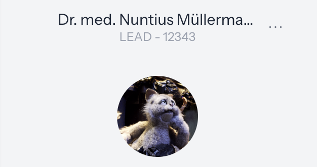 Kopf eines Kunden mit Name, Kontaktart und Nummer und dem runden Profilbild